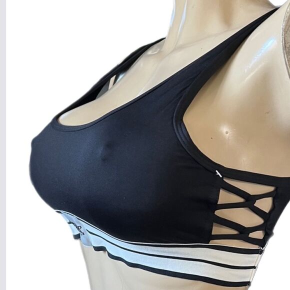 Victoria’s Secret pink ultimate sport yoga strappy unlined bralette bra black L - Picture 8 of 11